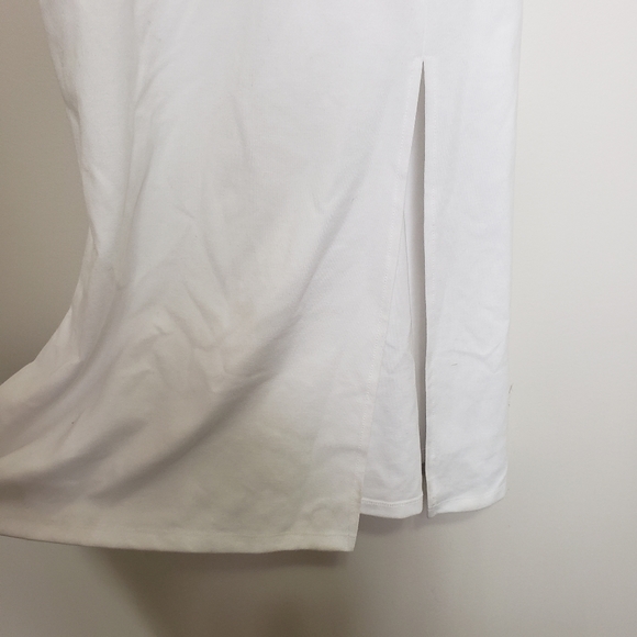Leith scoop neck midi dress side slit XS white - Picture 4 of 6